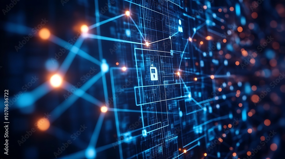 Obraz premium A high-tech environment where B2B connections are facilitated, leaving ample room for text at the bottom 