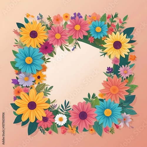 Colorful Floral Wreath with a White Center