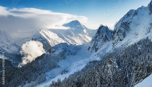 Stunning panoramic view of the Swiss Alps from the top of the Schilthorn mountain in the Jungfrau region of the country