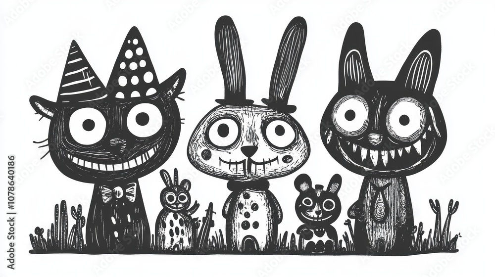 Obraz premium Playful Animal Characters in Creative Design