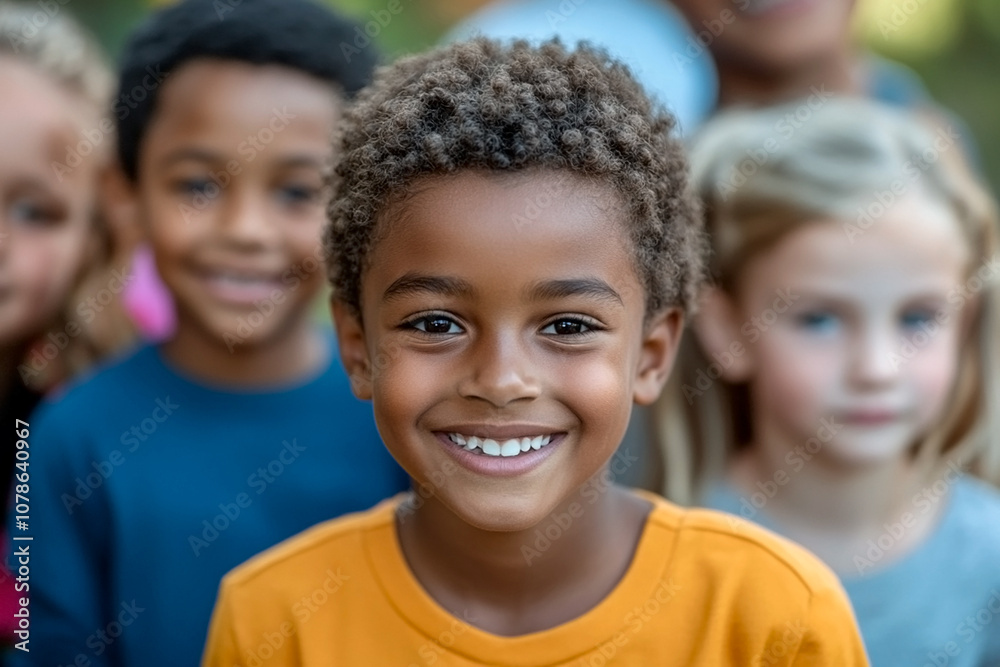 Portrait of a happy children, with his multiethnic group of friends Portrait of a happy children, with his multiethnic group of friends