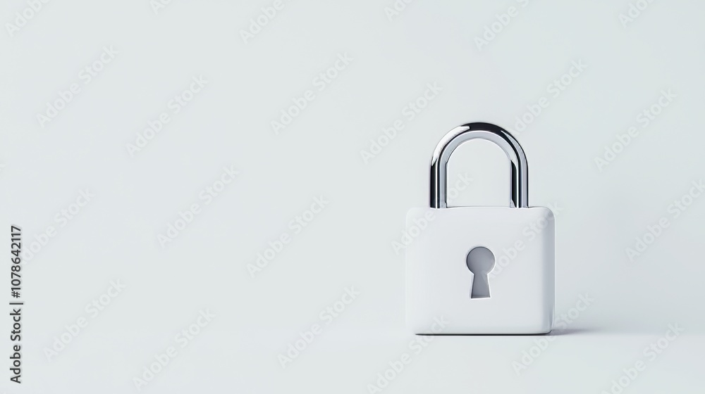 Naklejka premium The minimalistic white padlock on a clean background signifies security, protection, and privacy.