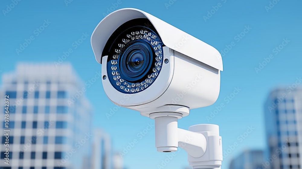 Cameras mounted on poles that are used for surveillance in urban areas. Cameras mounted on poles that are used for surveillance in urban areas.