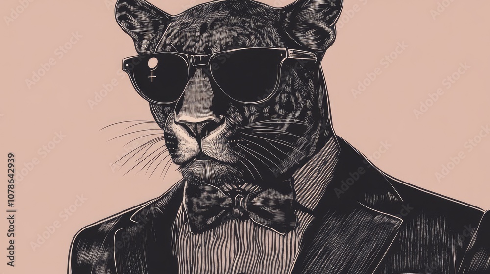 Stylish Panther in Sunglasses and Suit Stylish Panther in Sunglasses and Suit