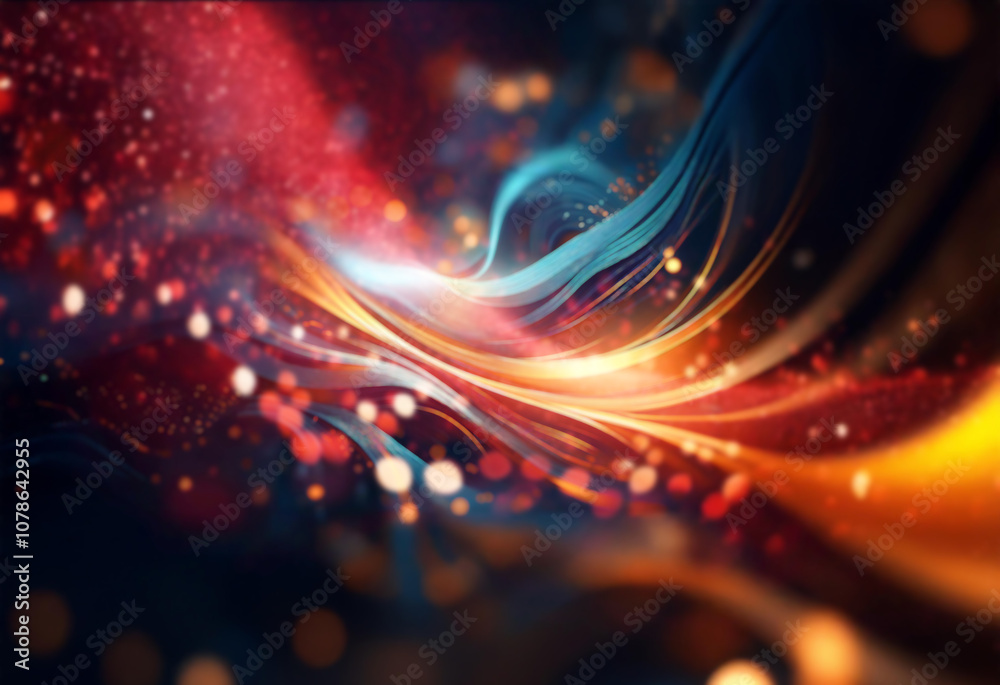 Abstract blue and orange waves flow on a black background. Abstract blue and orange waves flow on a black background.
