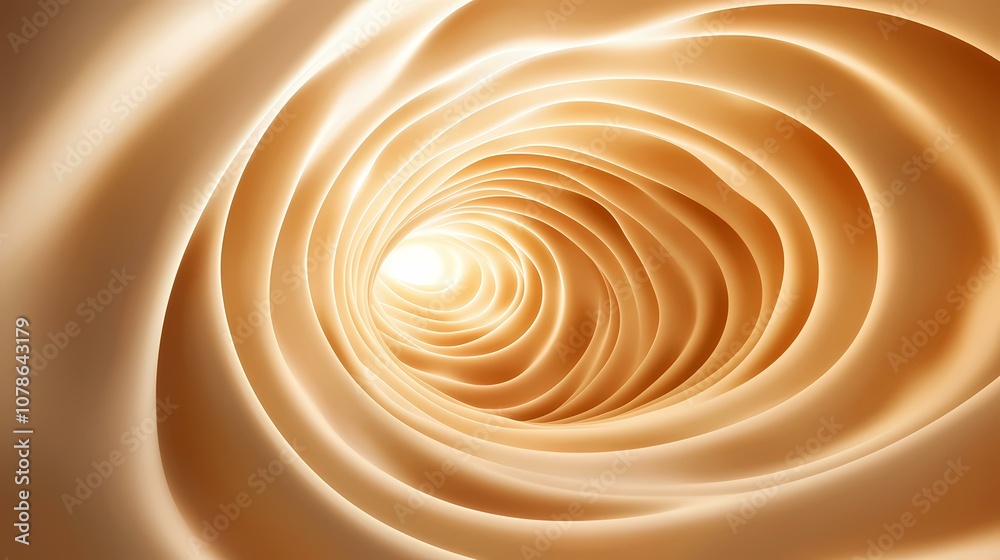 The image shows a swirling tunnel of light brown, forming a spiral shape with a brilliant white light at its center. The image shows a swirling tunnel of light brown, forming a spiral shape with a brilliant white light at its center.