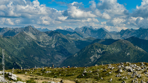 Fototapeta Naklejka Na Ścianę i Meble -  High Tatras seen from Western Tatras - border of Poland and Slovakia 