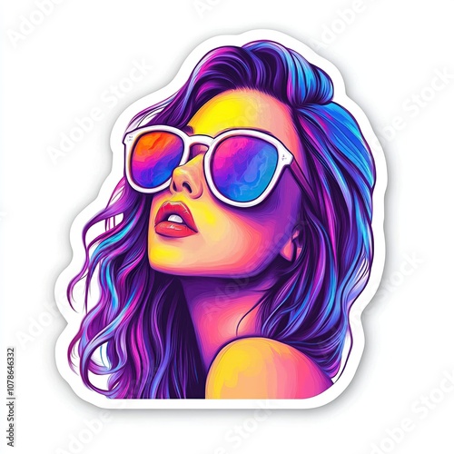 Cool head sticker image with cool style realism bright colors realistic sketchfab style illustration minimalist logo detail illustration 4k full hd detail white edge protected sh photo