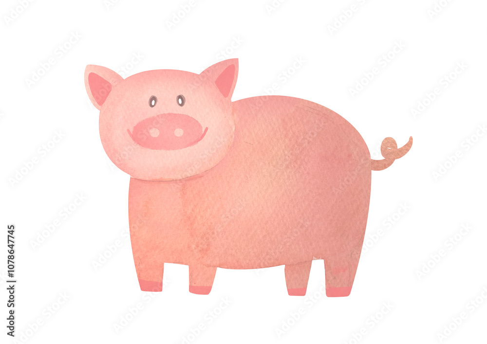 Cute watercolor pig. Hand drawn illustration isolated on transparent background. Funny Farm animal for children, clip art and cut out element design Cute watercolor pig. Hand drawn illustration isolated on transparent background. Funny Farm animal for children, clip art and cut out element design