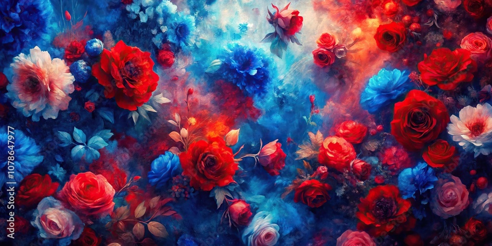 abstract red and blue floral backdrop abstract red and blue floral backdrop