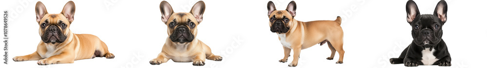 Adorable French Bulldog Puppy Sitting on White Studio Background Cute playful and curious young brown and black purebred dog posing for a studio portrait shot with a clean simple Adorable French Bulldog Puppy Sitting on White Studio Background Cute playful and curious young brown and black purebred dog posing for a studio portrait shot with a clean simple