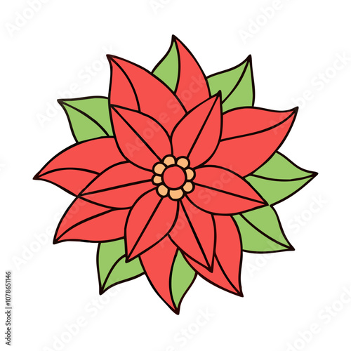 poinsettia flower vector art, flat illustration poinsettia flower icon