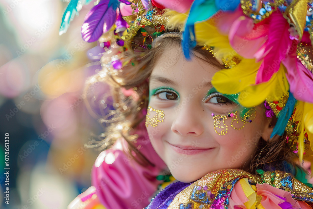 Cute child celebrate festival in costume generative AI Cute child celebrate festival in costume generative AI