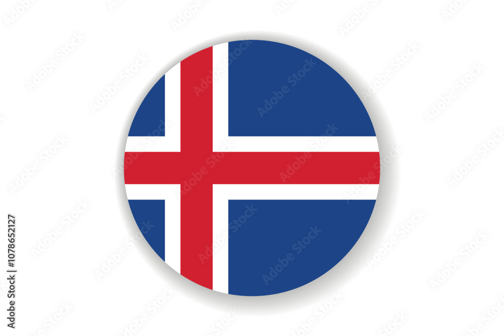 Flag of Iceland. Icelandic national symbol in official colors. Template icon. Abstract vector background. Round glass light ball, 3D big bubble, sphere Flag of Iceland. Icelandic national symbol in official colors. Template icon. Abstract vector background. Round glass light ball, 3D big bubble, sphere
