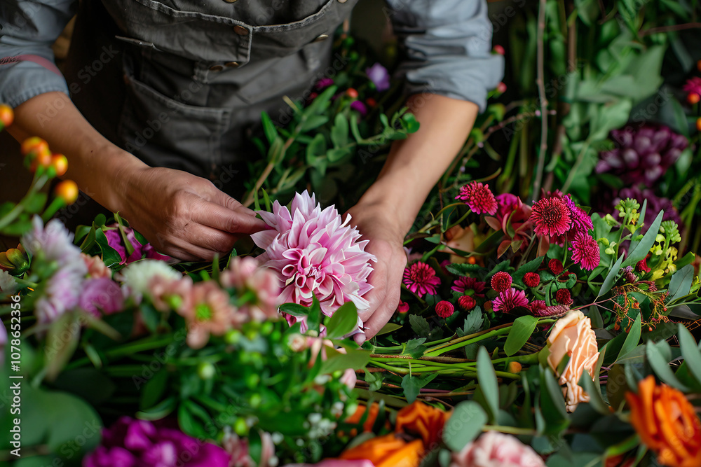 Generative AI Florist in Flower Store Surrounded by Blooms Bouquets Holiday gifts Generative AI Florist in Flower Store Surrounded by Blooms Bouquets Holiday gifts