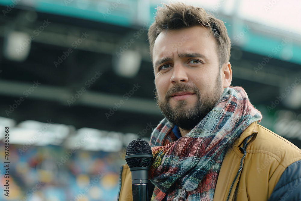 © Tetiana - Generative AI Sports Journalist Reporting at Stadium Event Match game day