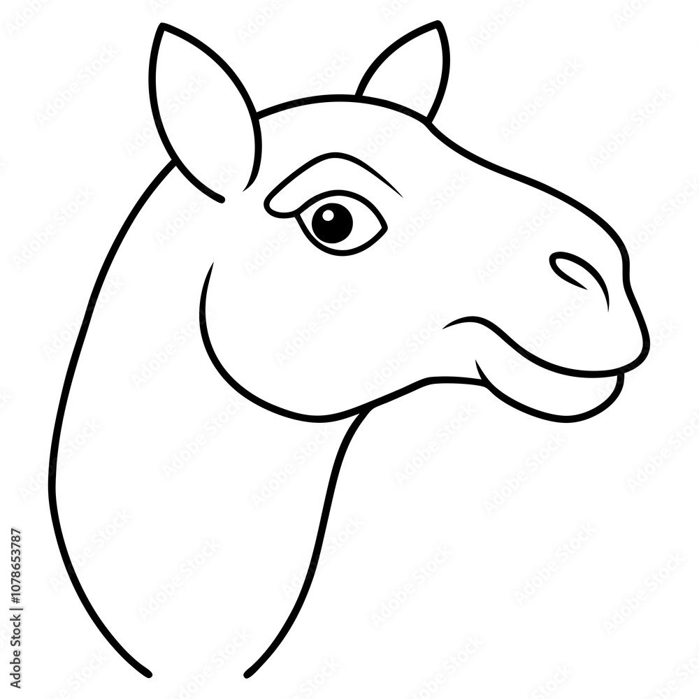 Camel head vector line art illustration Camel head vector line art illustration
