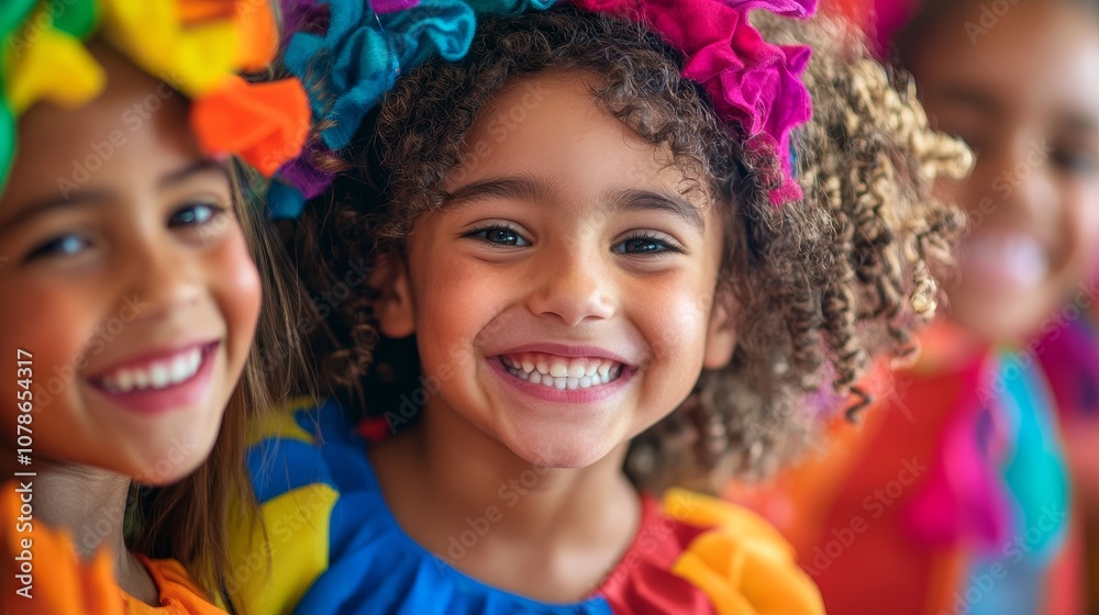Joyful Kids in Colorful Costumes - Candid Smiles and Happiness Joyful Kids in Colorful Costumes - Candid Smiles and Happiness