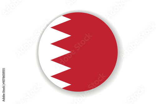 Flag of Bahrain. National symbol in official colors. Template icon. Abstract vector background. Round glass light ball, 3D big bubble, sphere