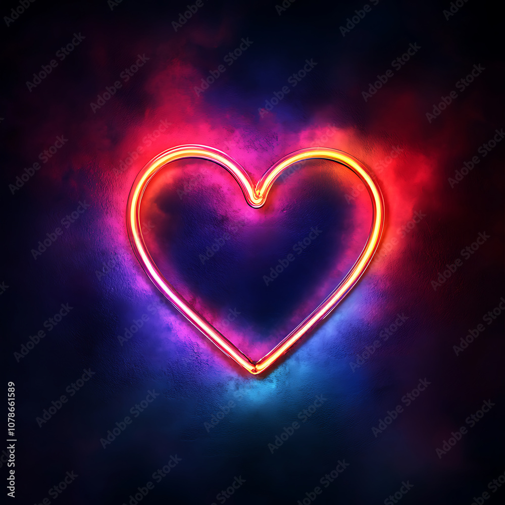 Glowing neon heart on dark background, symbolizing love and passion. vibrant colors create striking visual effect, perfect for expressing emotions Glowing neon heart on dark background, symbolizing love and passion. vibrant colors create striking visual effect, perfect for expressing emotions