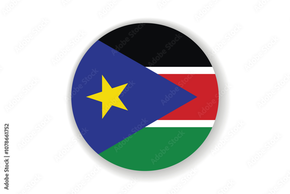 Flag of South Sudan. Sudanese national symbol in official colors. Template icon. Abstract vector background. Round glass light ball, 3D big bubble, sphere Flag of South Sudan. Sudanese national symbol in official colors. Template icon. Abstract vector background. Round glass light ball, 3D big bubble, sphere