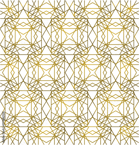 Ornement décoratif Motif abstrait Moucharabieh Réseau de style arabe géométrique Or Doré