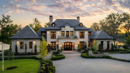 Hudson Valley historic stone estate with apple orchards and river views, restored Dutch colonial manor in Upstate New York photo
