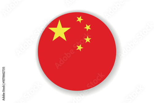 Flag of China. Chinese national symbol in official colors. Template icon. Abstract vector background. Round glass light ball, 3D big bubble, sphere