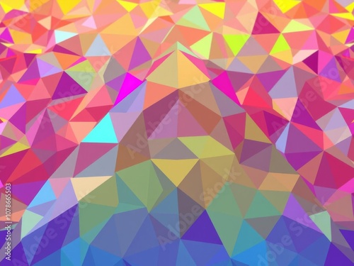 Colorful and futuristic high tech surface with polygonal 3D texture and triangular pyramids, abstract, futuristic