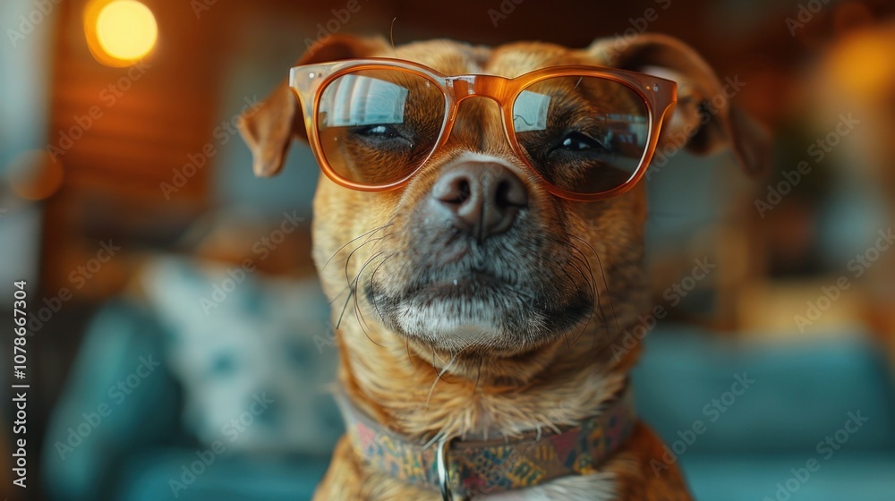 American Staffordshire Terrier wearing sunglasses on a sunny autumn day American Staffordshire Terrier wearing sunglasses on a sunny autumn day