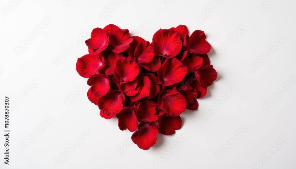 Heart-shaped rose petals on white background for Valentine’s Day Heart-shaped rose petals on white background for Valentine’s Day