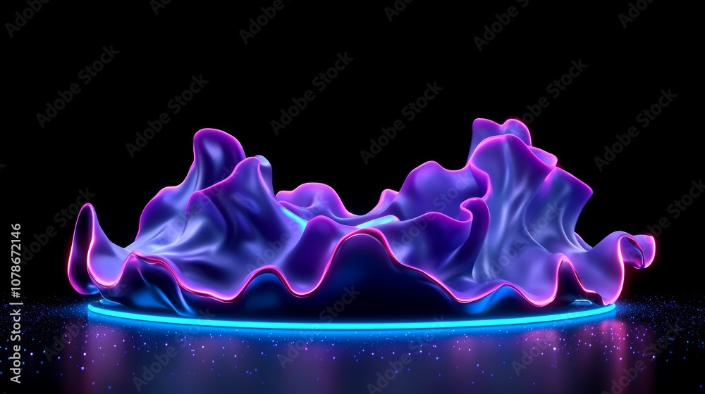 Obraz premium Abstract Purple Neon Liquid Wave Background 3D Render