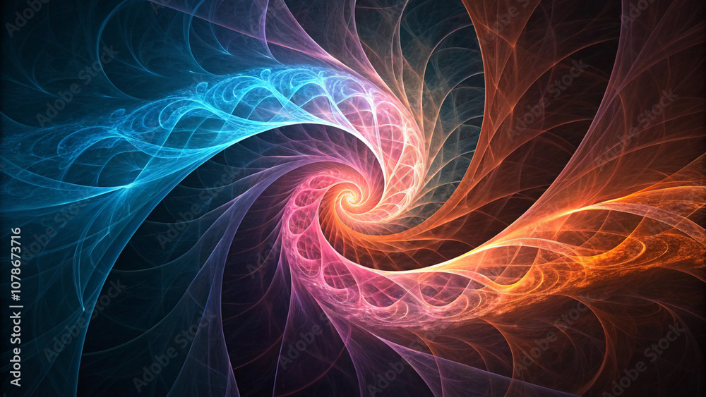 Fototapeta premium Abstract Spiral of Intertwined Blue and Orange Light