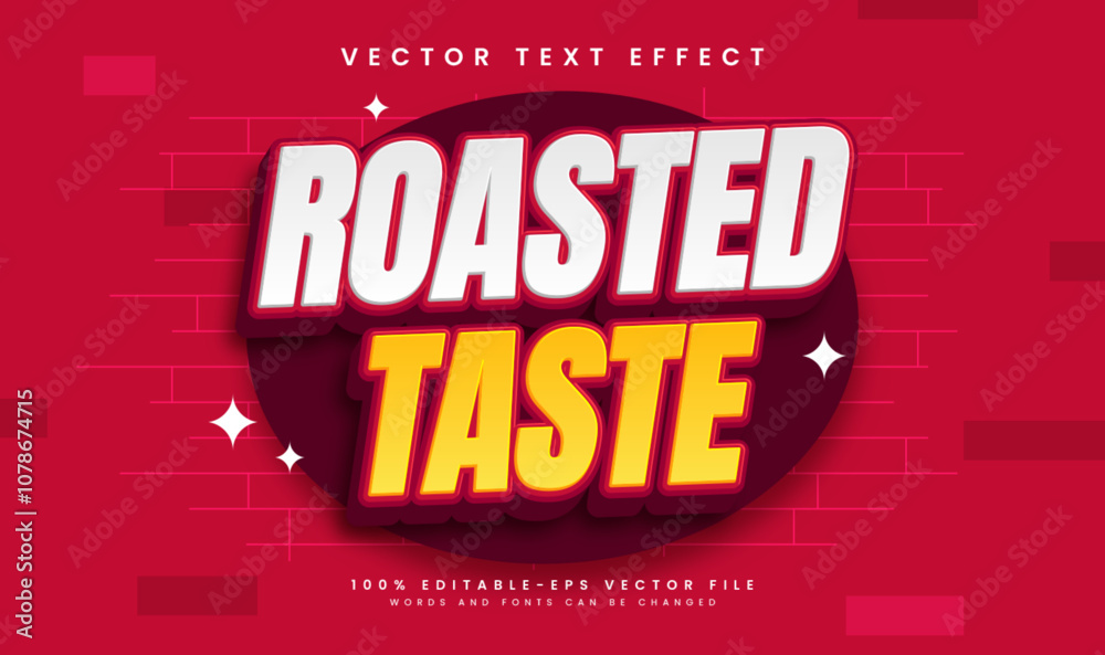 Fototapeta premium Roasted taste editable vector text effect with red hot color, suitable for food menu needs.