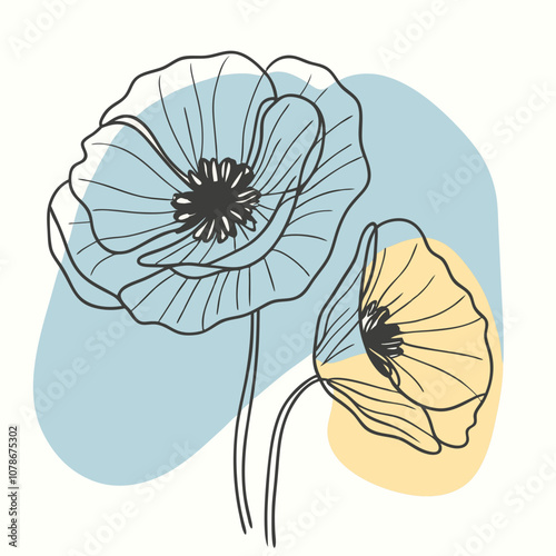 Vibrant and Elegant Poppy Flower Vector Illustration , A Stunning Floral Design for All Occasions