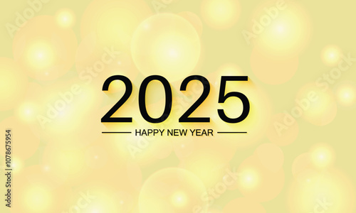 happy new year 2025 black text creative background design.