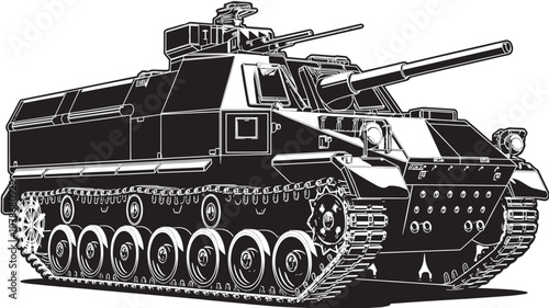 silhouette of panzer in white background