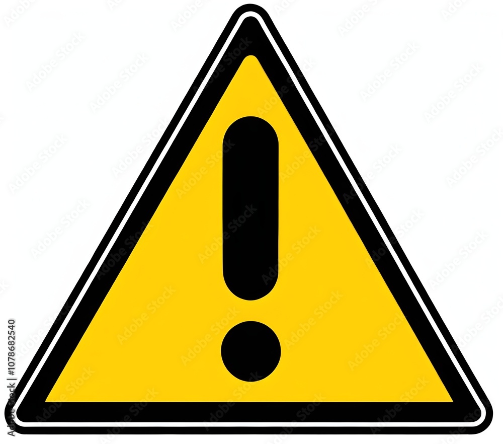 A yellow triangular warning sign with a black exclamation mark in the center, indicating a general hazard or caution A yellow triangular warning sign with a black exclamation mark in the center, indicating a general hazard or caution
