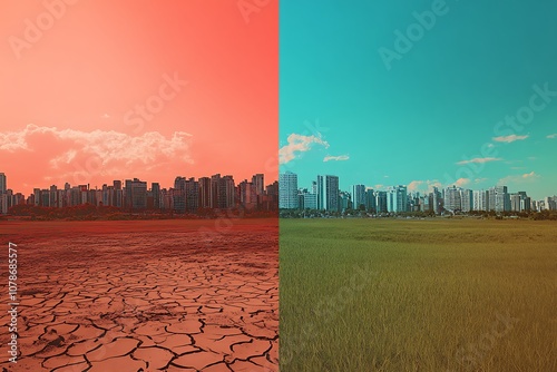 A city showing the effect of Climate Change
 photo