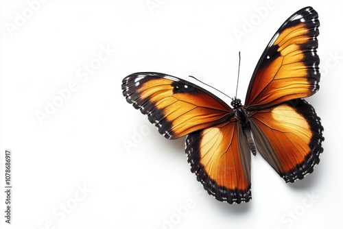 Colorful butterfly, white isolated background.