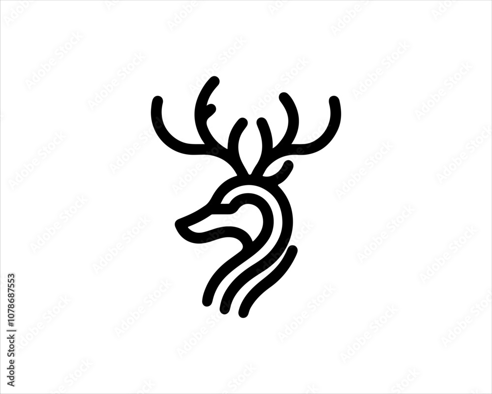 Obraz premium Deer logo vector template. Deer head icon symbol vector illustration. 