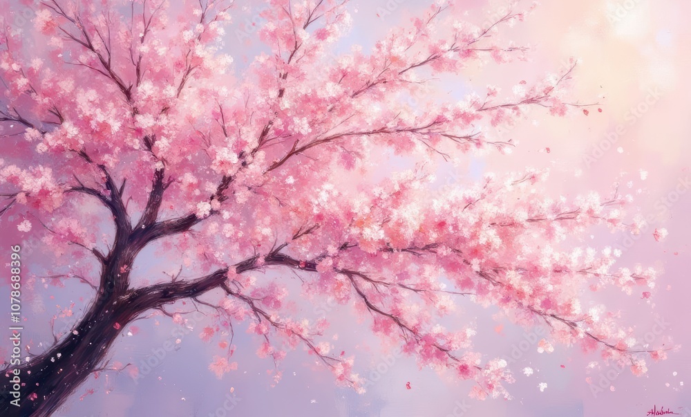Blossoming cherry tree in spring ambiance Blossoming cherry tree in spring ambiance