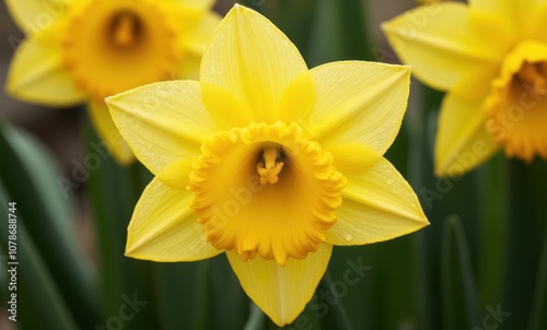 Bright yellow daffodil in bloom