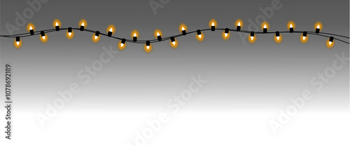 Yellow garland in realistic style, illustration on a transparent background. Vector