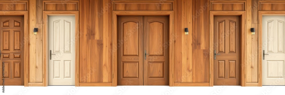 Collection of various white doors of different styles isolated on white background, wooden, panel, doors Collection of various white doors of different styles isolated on white background, wooden, panel, doors