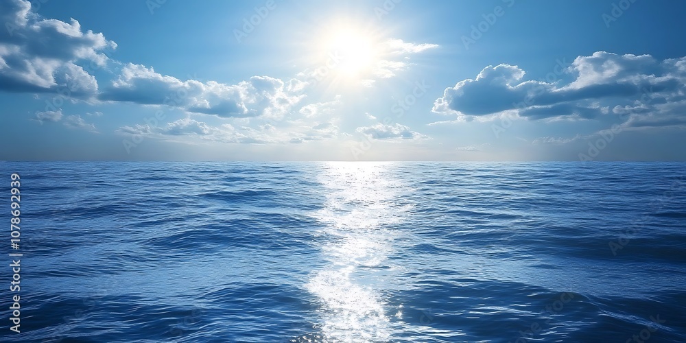 Fototapeta premium Gentle ocean waves reflecting sunlight