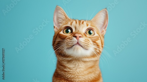 A cute young white kitten with soft fur and bright eyes, sitting alone and gazing, showcasing its beautiful face and adorable features like ears and whiskers, representing the charm of domestic animal