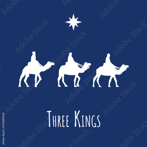 Vector illustration of Three Kings Day. Epiphany day. 
