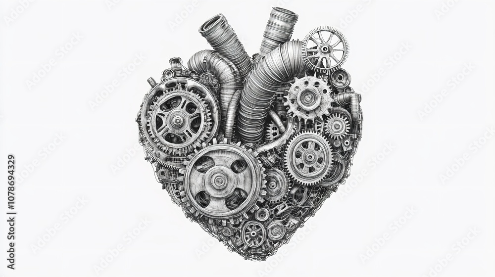 Obraz premium Transparent_PNG_available_Steampunk_heart_composed_of_gears