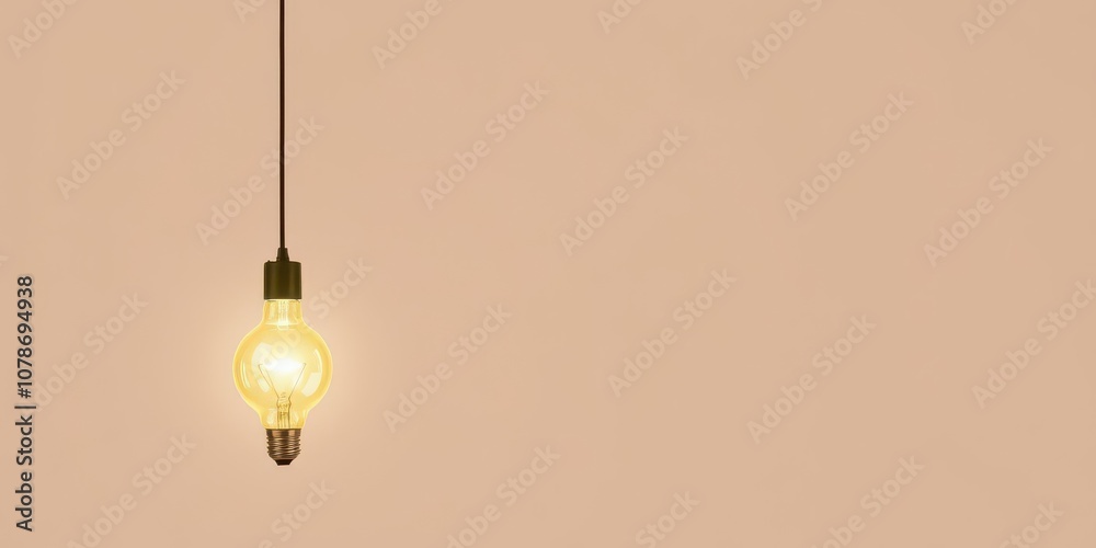 Bright yellow light bulb emitting glow on plain white background, minimalism, illuminated, modern Bright yellow light bulb emitting glow on plain white background, minimalism, illuminated, modern